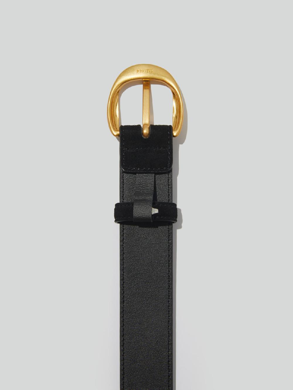 Recto SIGNATURE ROUND BUCKLE SUEDE BELT (BLACK)