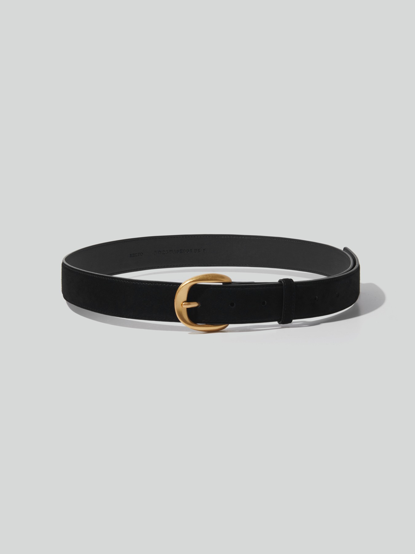 recto SIGNATURE ROUND BUCKLE SUEDE BELT (BLACK)