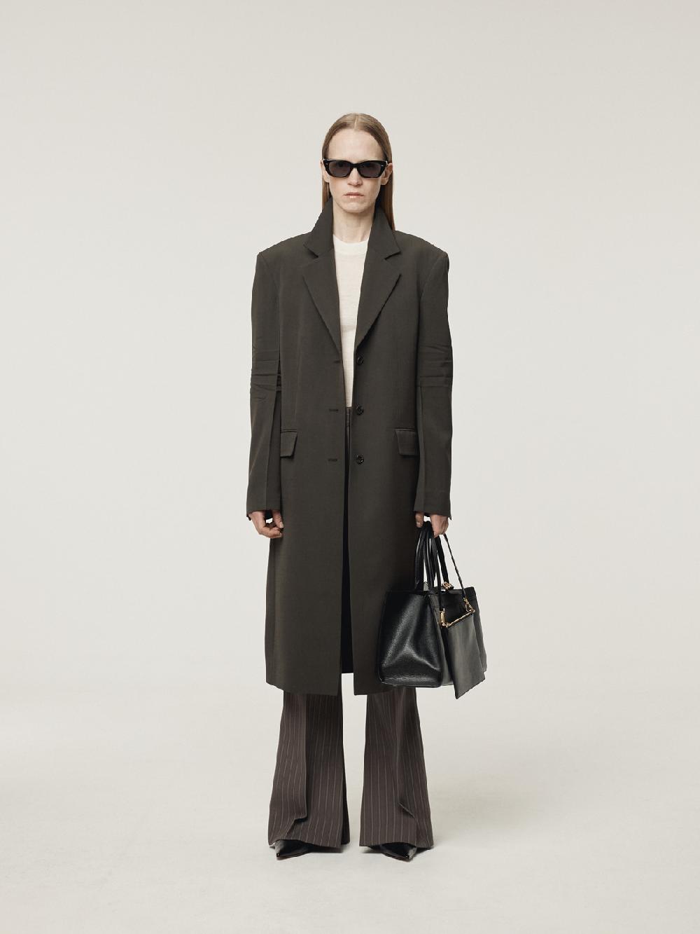 Recto SLEEVE CREASE WOOL COAT (CHARCOAL GREY)