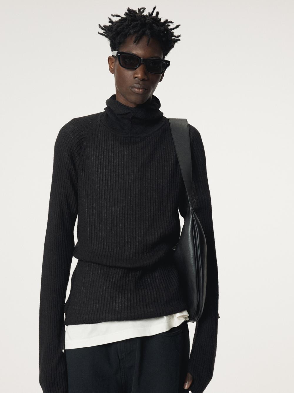 recto SLIM FIT BALACLAVA KNIT TOP (BLACK)