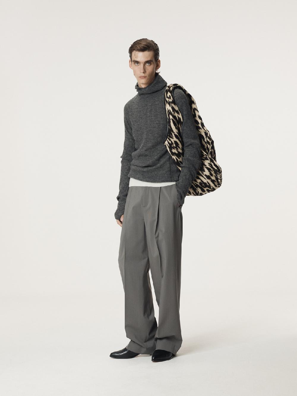 Recto SLIM FIT BALACLAVA KNIT TOP (CHARCOAL GREY)