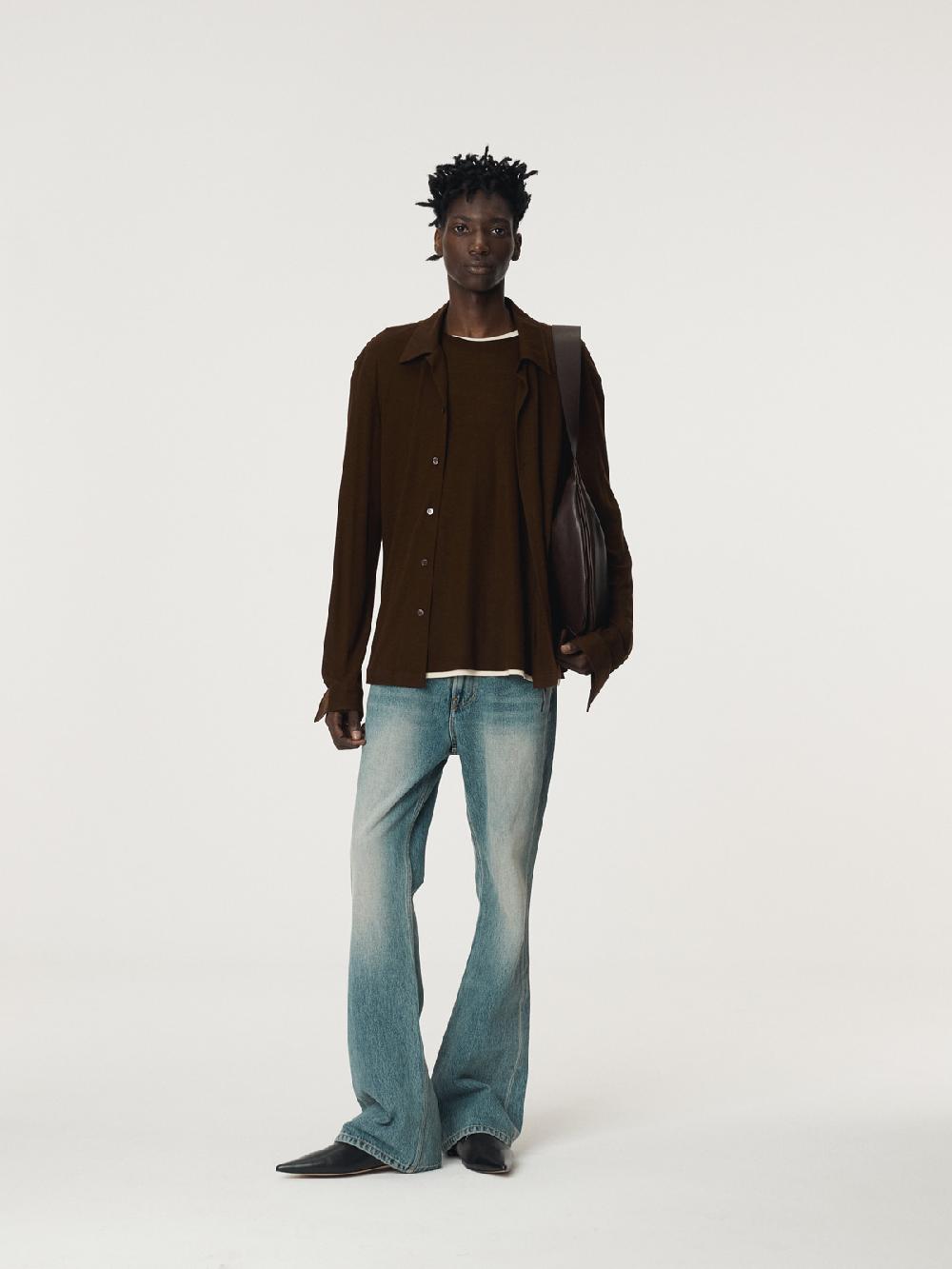 Recto SLIM FIT JERSEY SHIRT (BROWN)