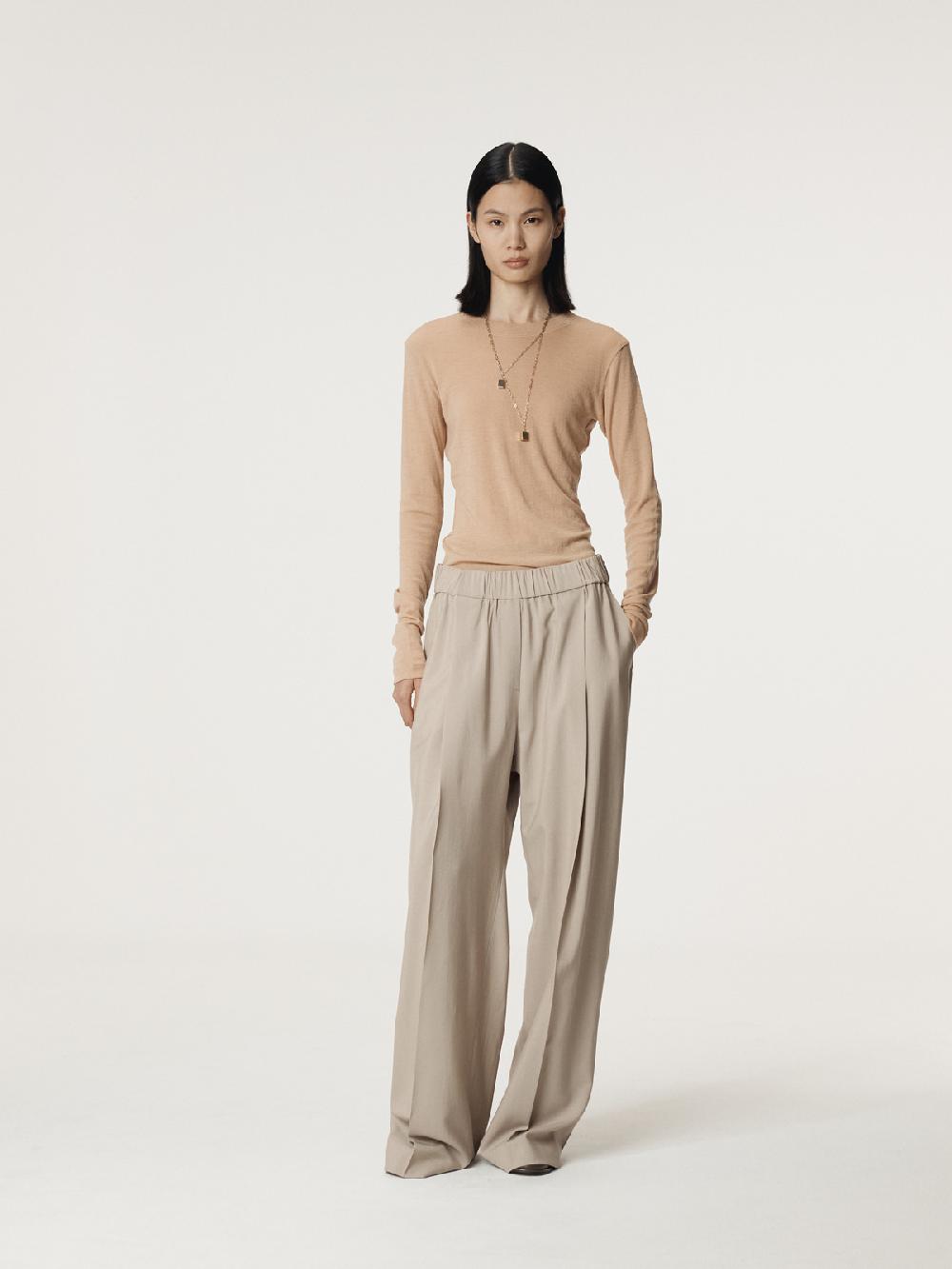 Recto SLIM FIT WOOL JERSEY T-SHIRT (BEIGE)