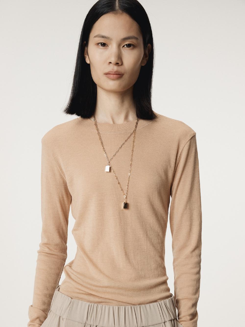 recto SLIM FIT WOOL JERSEY T-SHIRT (BEIGE)