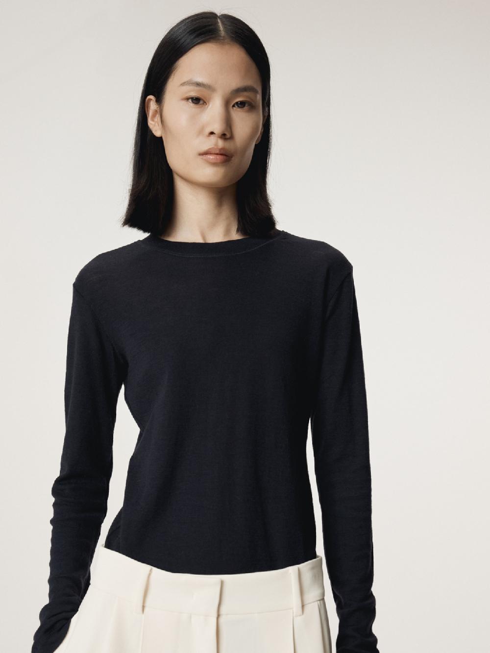 recto SLIM FIT WOOL JERSEY T-SHIRT (DARK NAVY)