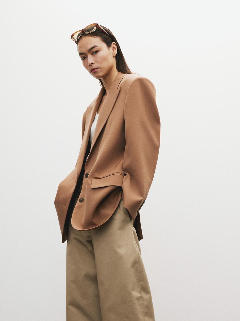 recto STRUCTURE WOOL TAILORED JACKET (ROSE BEIGE)