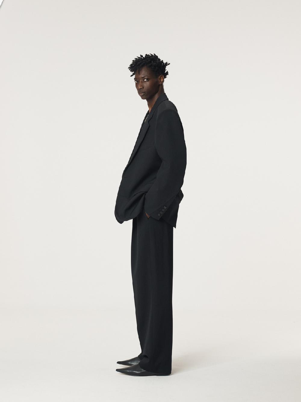 Recto STRUCTURED WOOL BLEND SINGLE JACKET (BLACK)