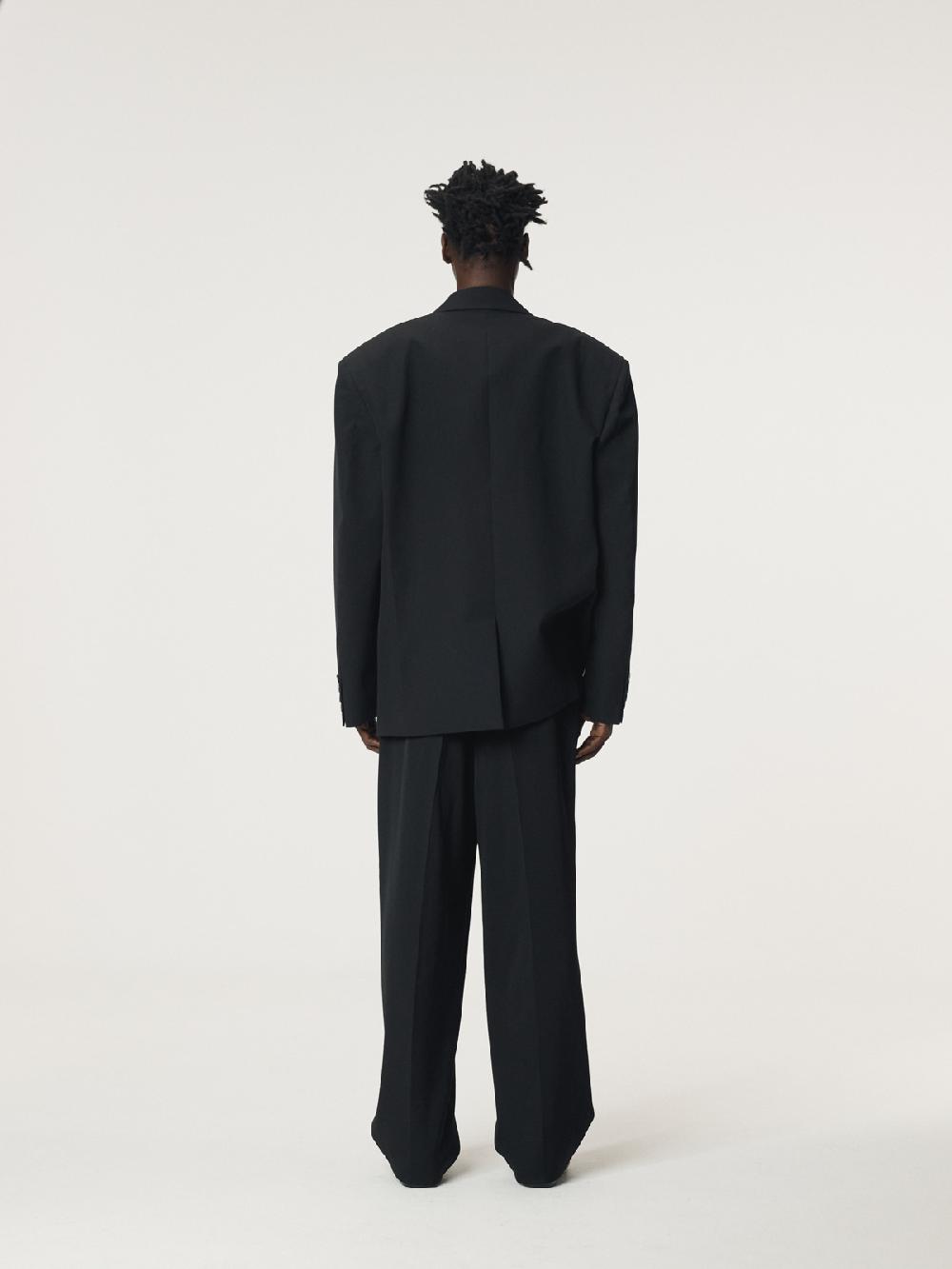 Recto STRUCTURED WOOL BLEND SINGLE JACKET (BLACK)