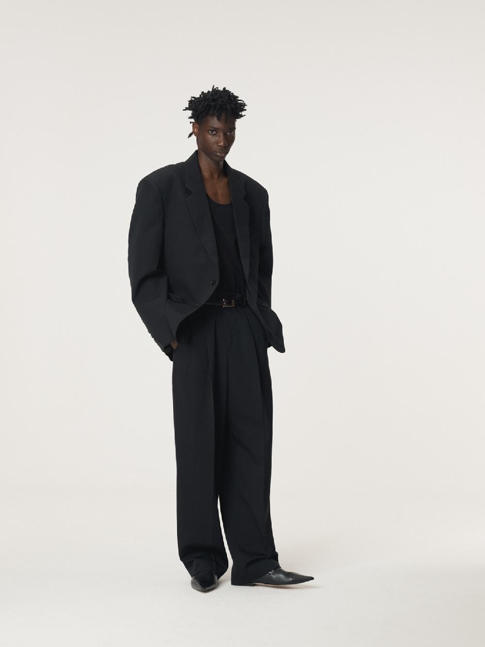 recto STRUCTURED WOOL BLEND SINGLE JACKET (BLACK)