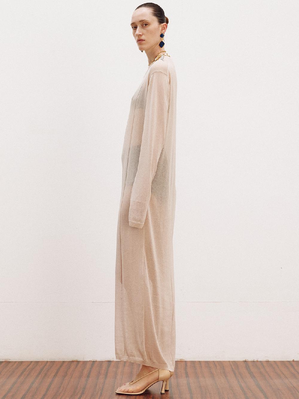 Recto SUMMER NIGHT LONG KNIT DRESS (PEACH BEIGE)