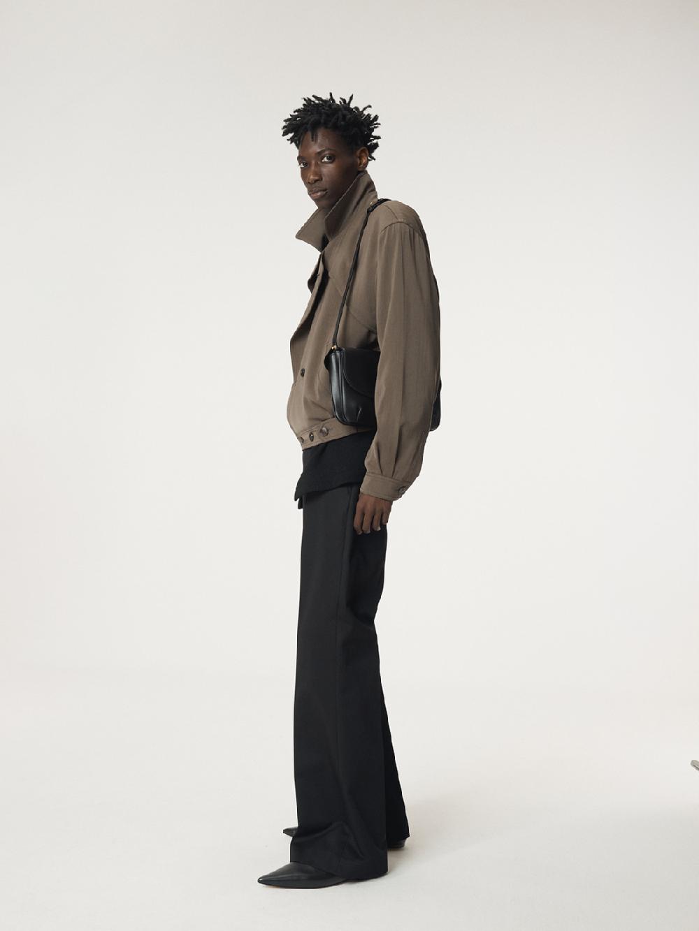 Recto TRENCH DETAIL WOOL JUMPER (GREYISH KHAKI)