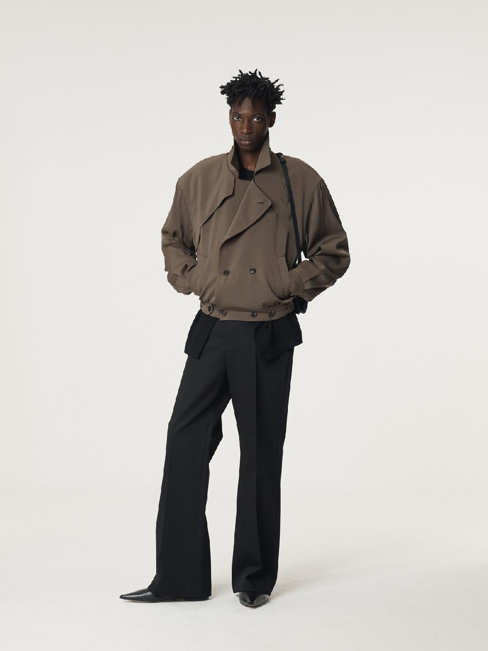 Recto TRENCH DETAIL WOOL JUMPER (GREYISH KHAKI)