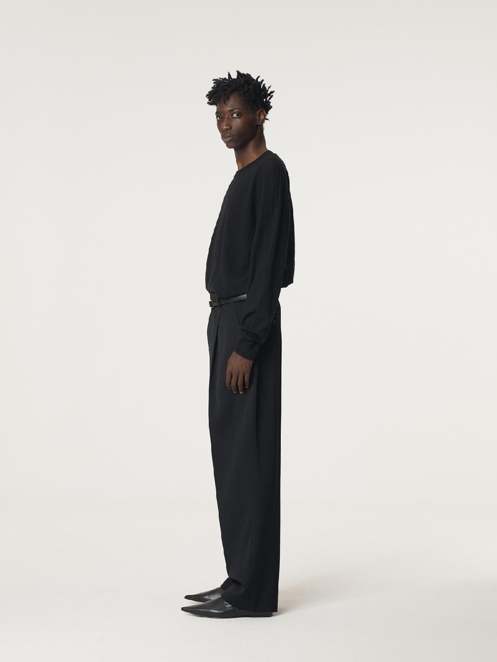 Recto TUCK DETAIL WOOL PANTS (BLACK)