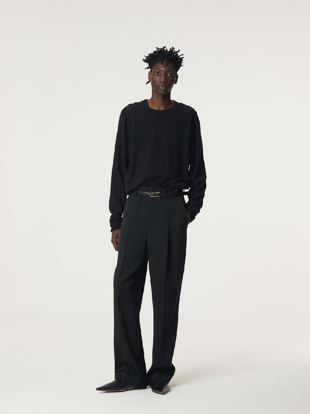 Recto TUCK DETAIL WOOL PANTS (BLACK)
