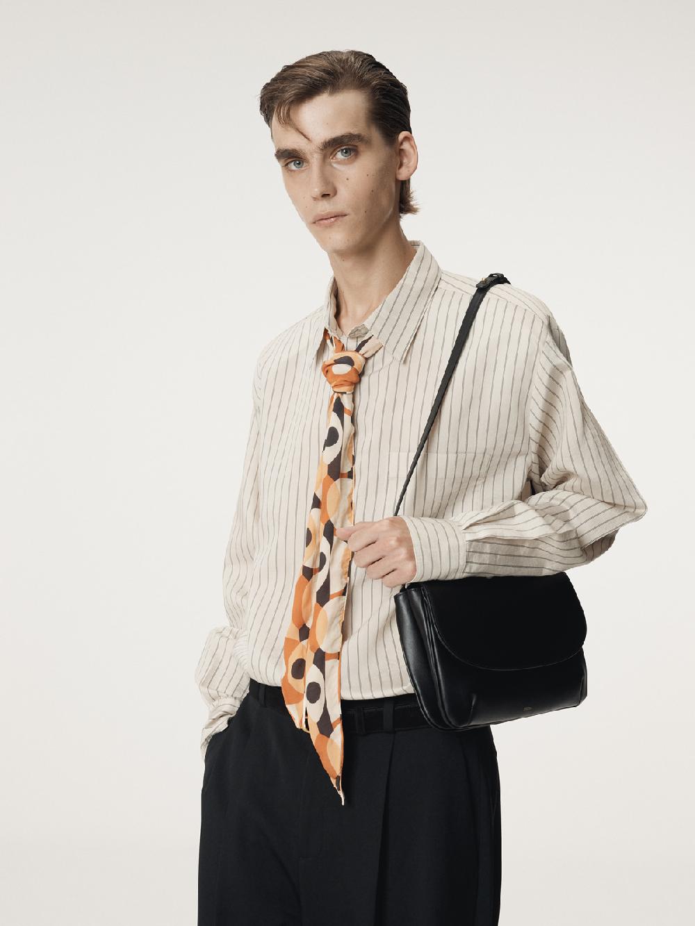 Recto VINTAGE CIRCLE MOTIF SILK TIE SCARF (ORANGE)