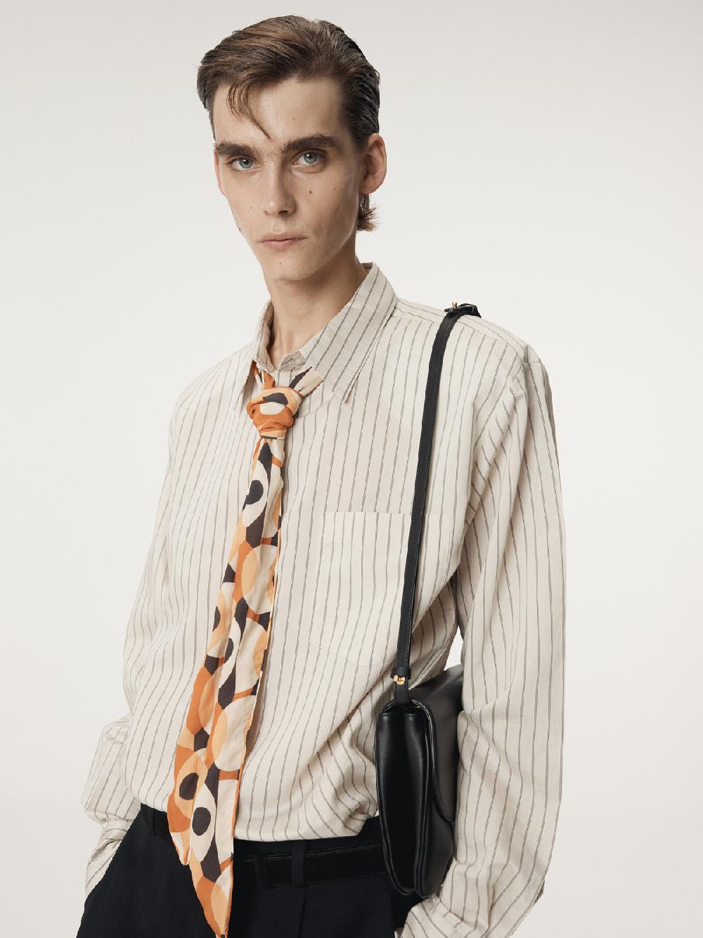 Recto VINTAGE CIRCLE MOTIF SILK TIE SCARF (ORANGE)