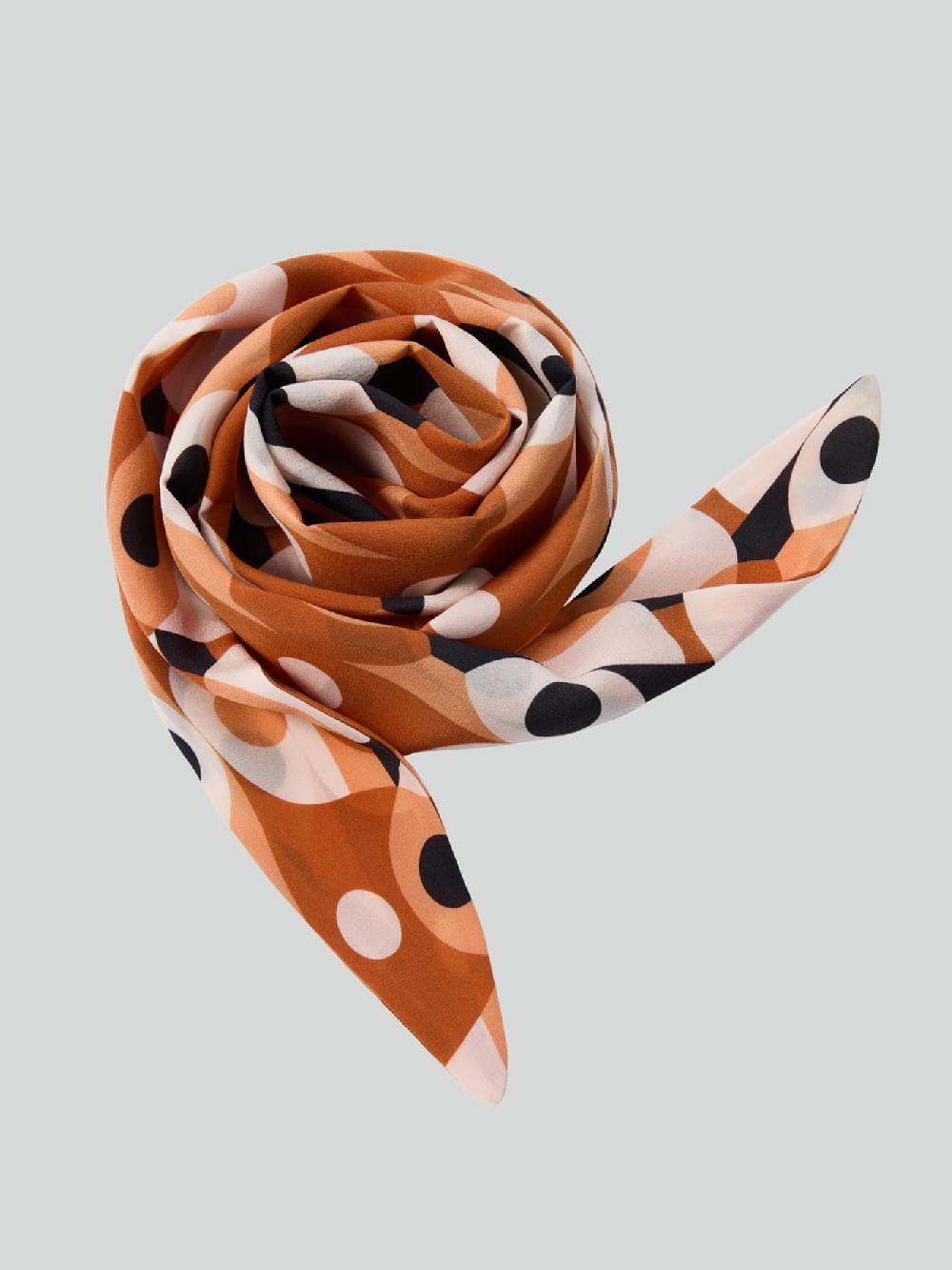 recto VINTAGE CIRCLE MOTIF SILK TIE SCARF (ORANGE)