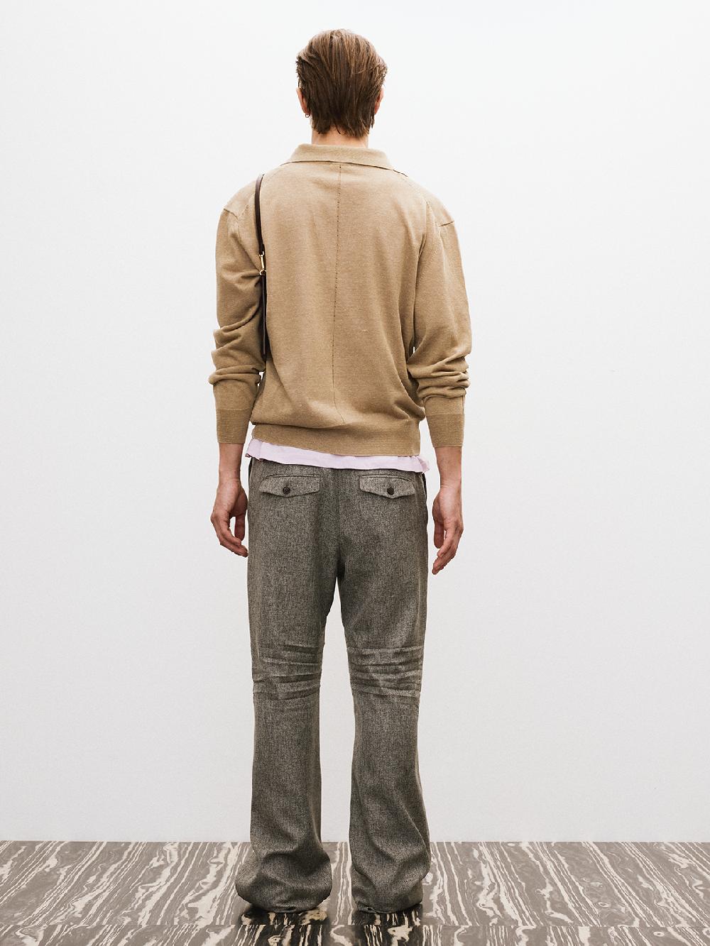 Recto VINTAGE DADDY KNIT POLO TOP (DARK BEIGE)