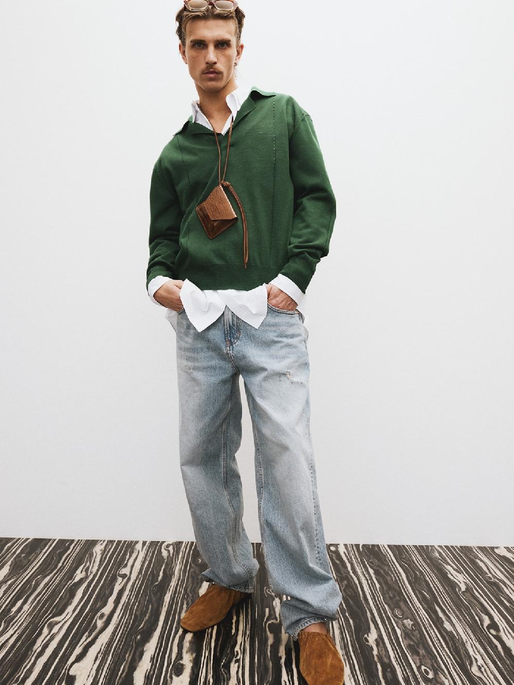 recto VINTAGE DADDY KNIT POLO TOP (VINTAGE GREEN)