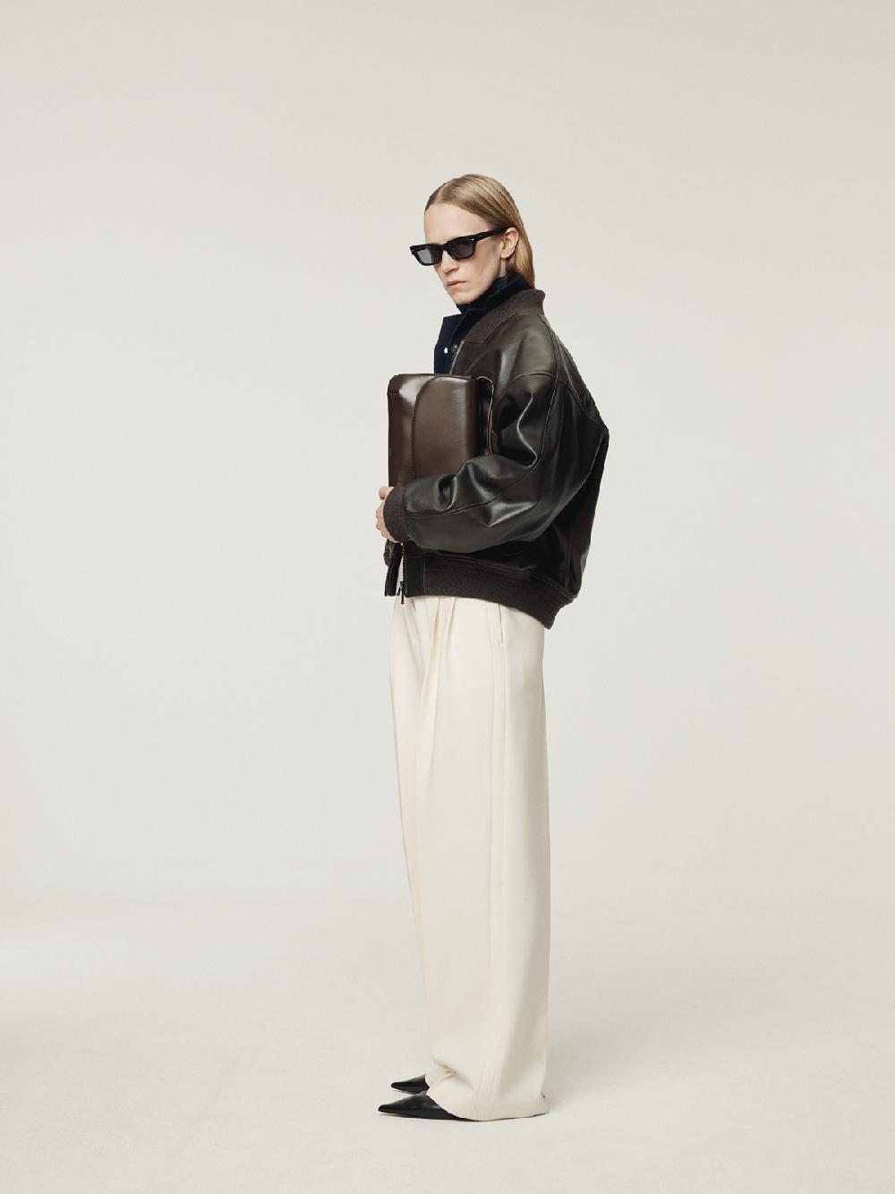 Recto VINTAGE EFFECT LEATHER BOMBER (VINTAGE BROWN)