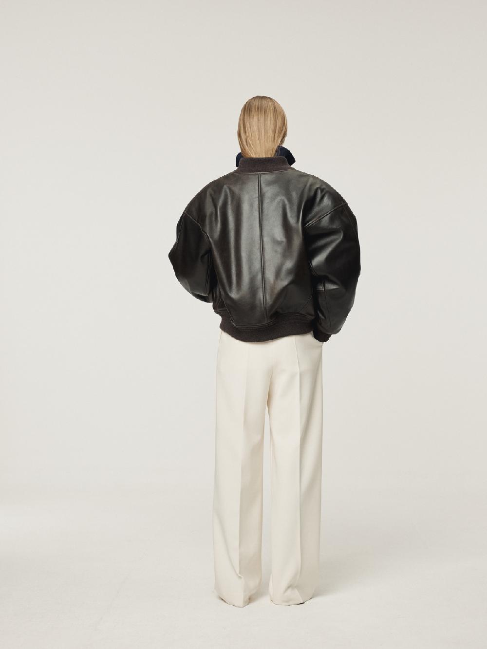 Recto VINTAGE EFFECT LEATHER BOMBER (VINTAGE BROWN)