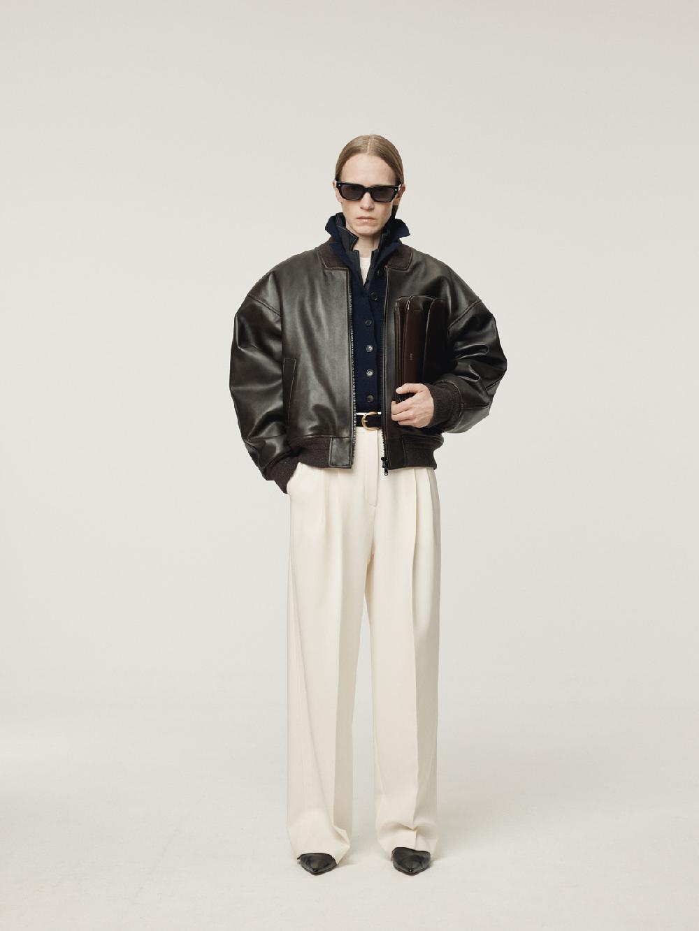 Recto VINTAGE EFFECT LEATHER BOMBER (VINTAGE BROWN)