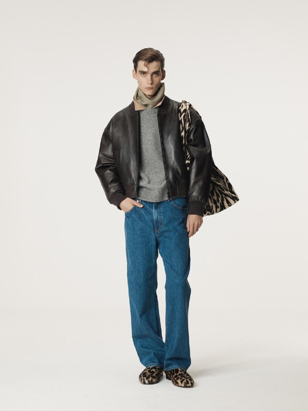 recto VINTAGE EFFECT LEATHER BOMBER (VINTAGE BROWN)