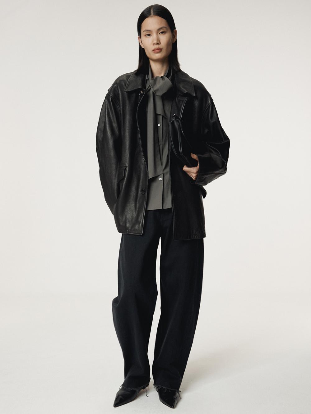 Recto VINTAGE LEATHER CHORE JACKET (BLACK)