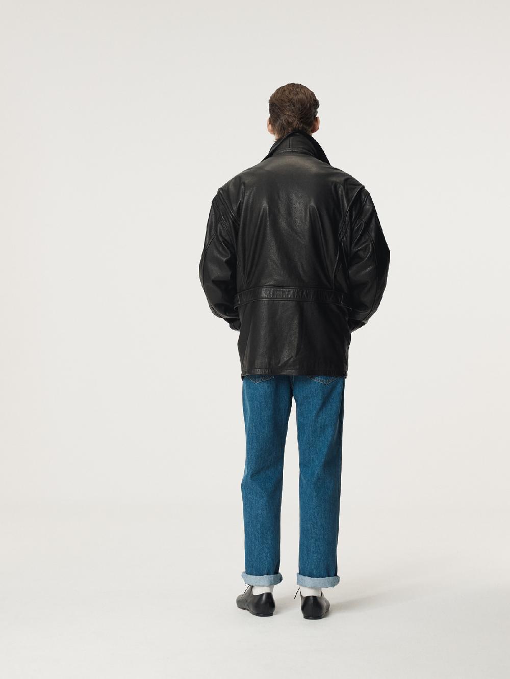 Recto VINTAGE LEATHER CHORE JACKET (BLACK)