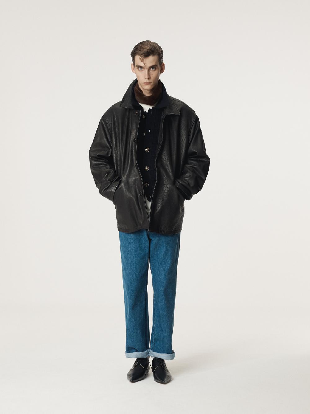 Recto VINTAGE LEATHER CHORE JACKET (BLACK)