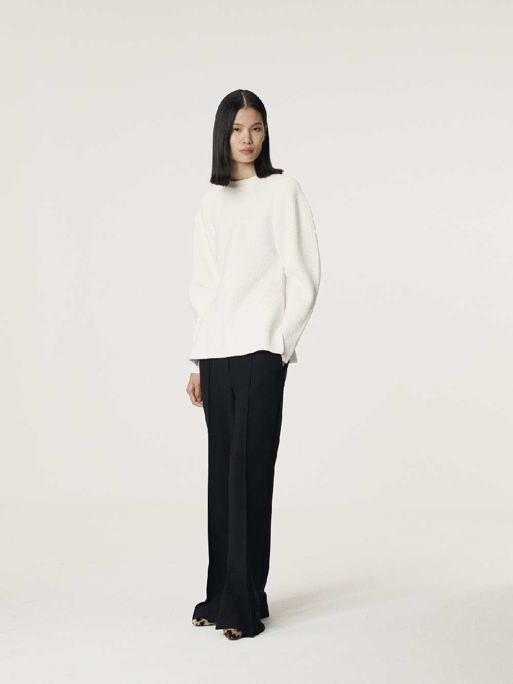Recto VOLUME SLEEVE STRUCTURED KNIT TOP (IVORY)