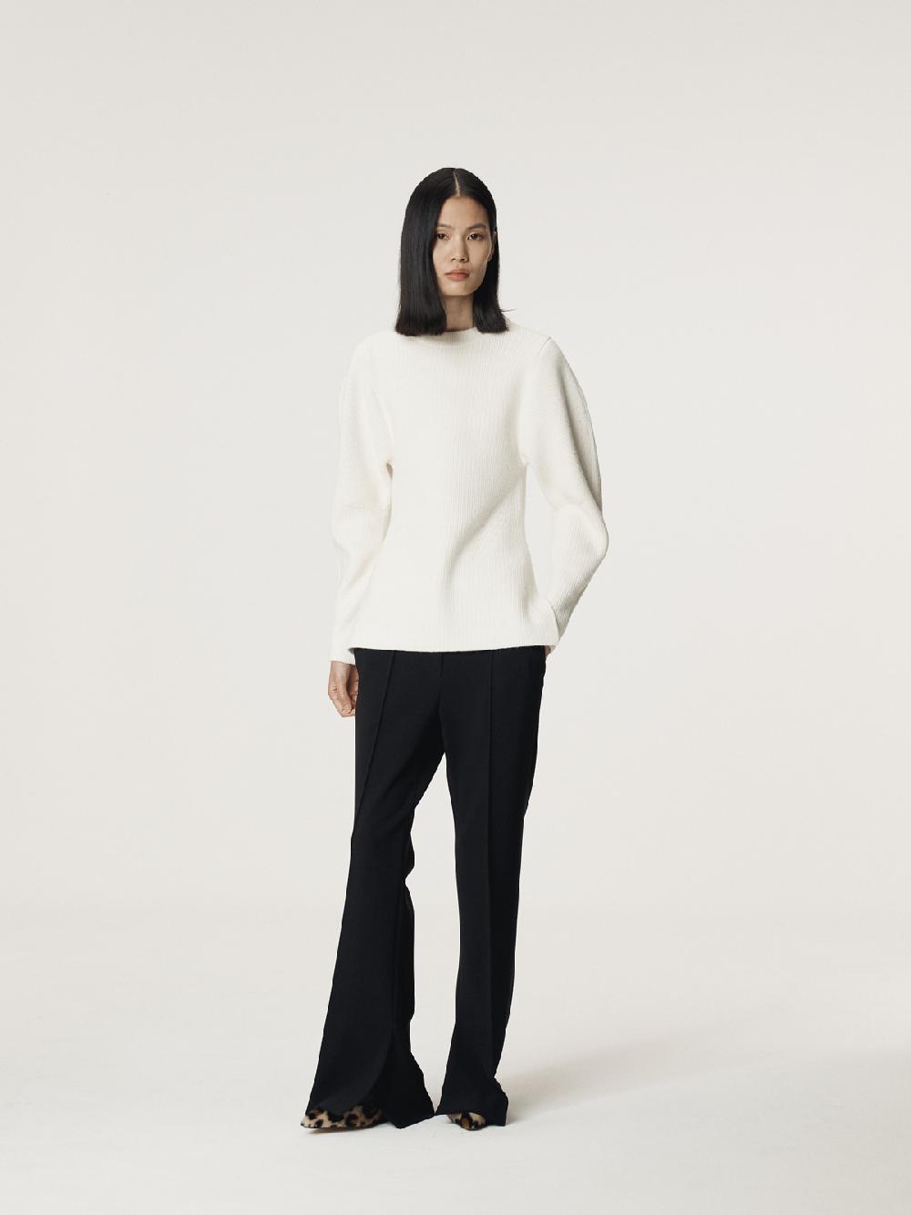 Recto VOLUME SLEEVE STRUCTURED KNIT TOP (IVORY)
