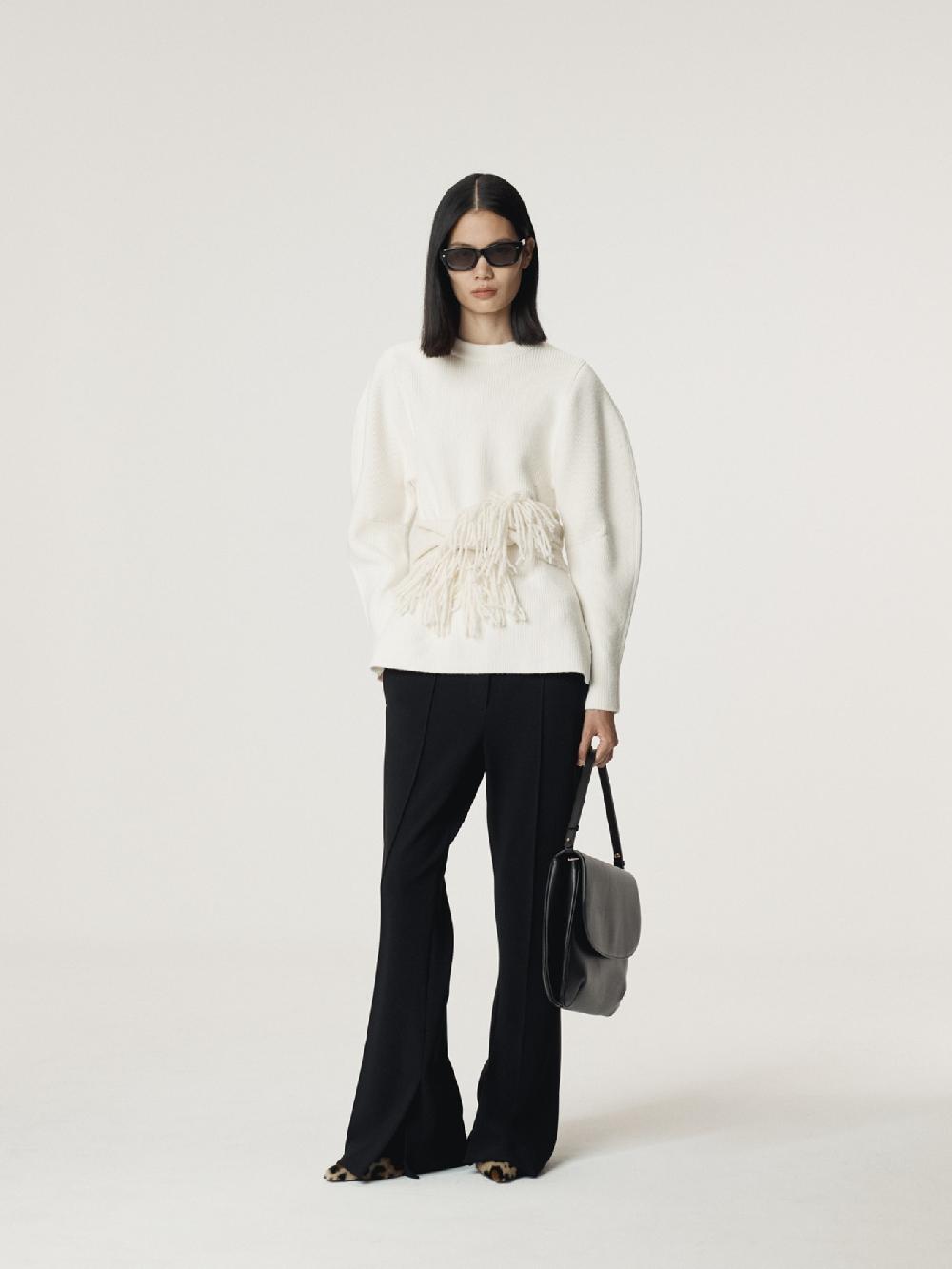 recto VOLUME SLEEVE STRUCTURED KNIT TOP (IVORY)