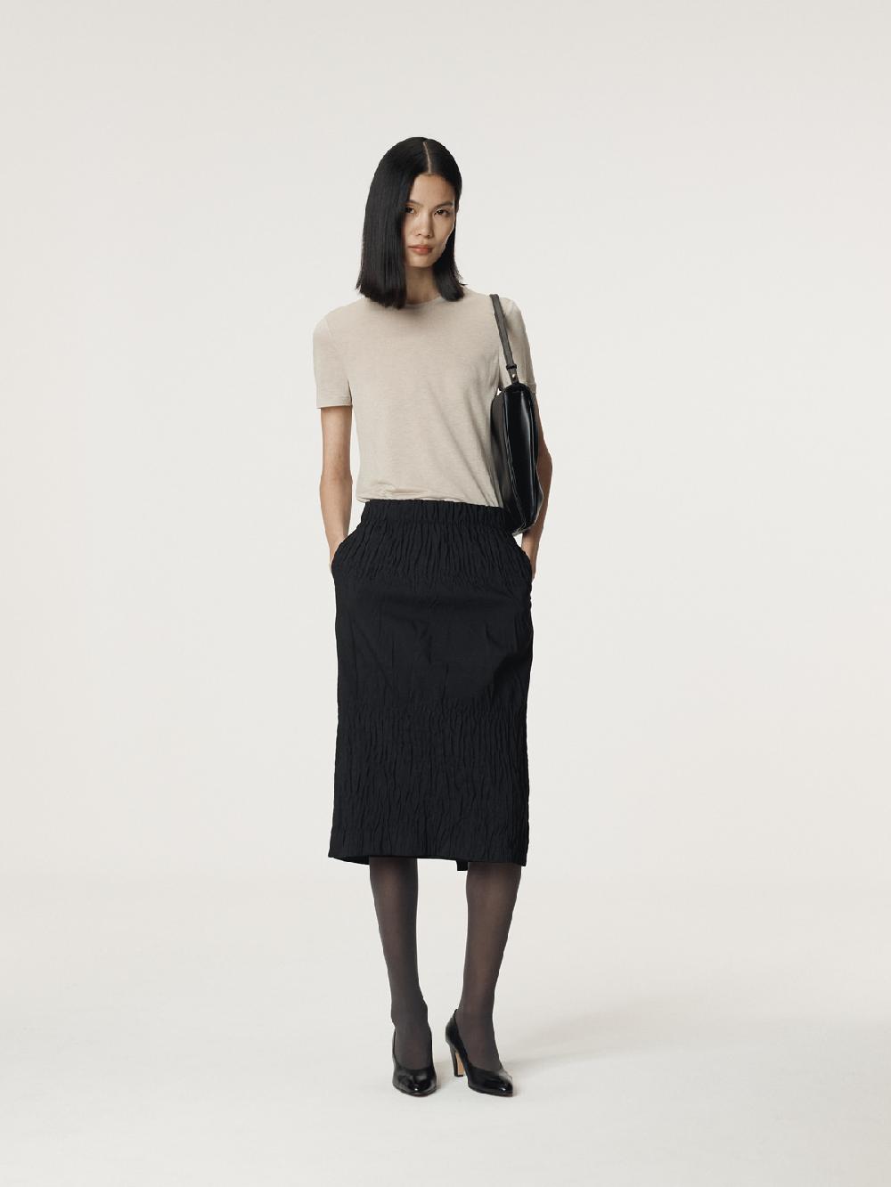 Recto WAVE JACQUARD BANDING SKIRT (BLACK)