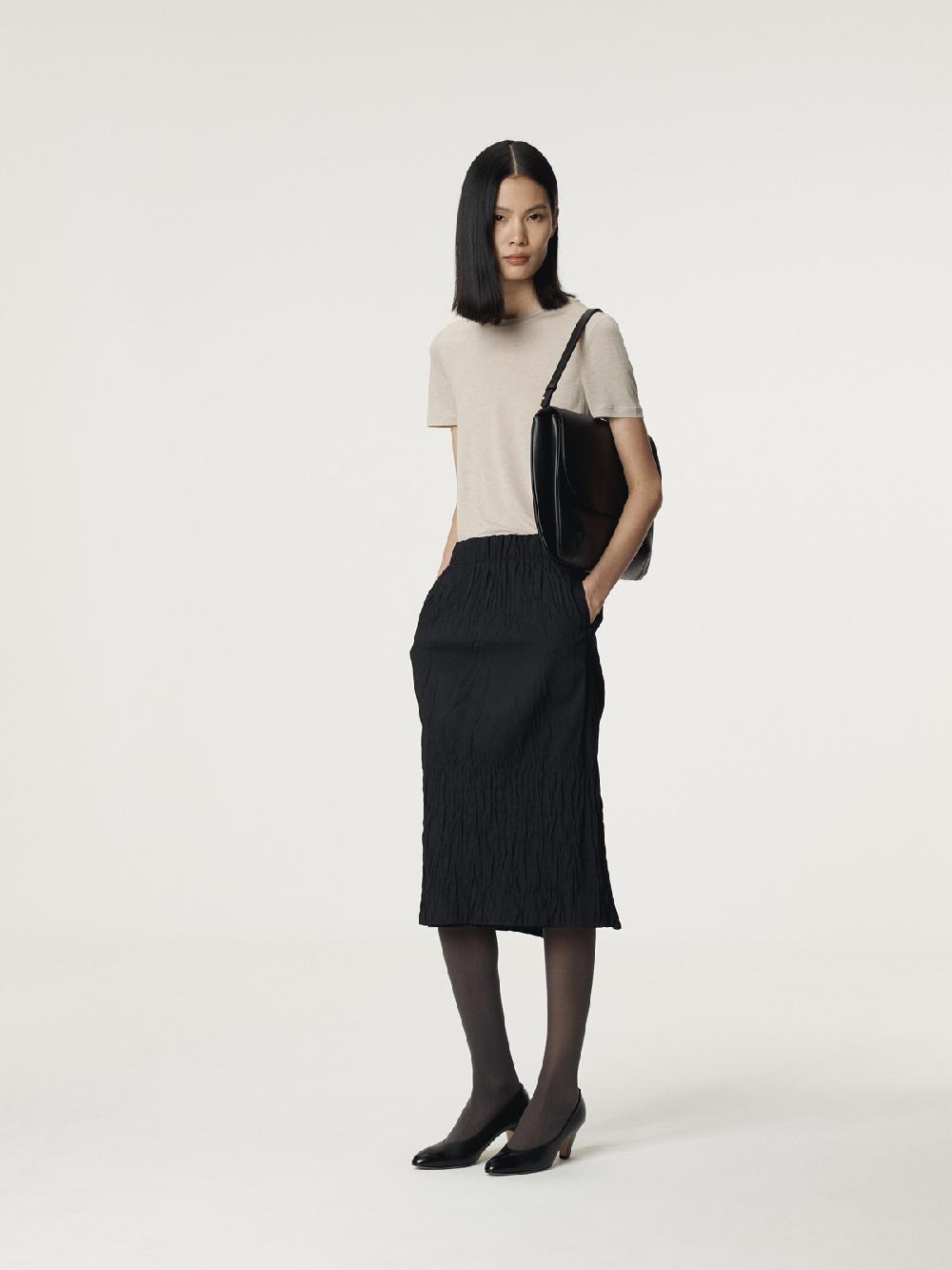 Recto WAVE JACQUARD BANDING SKIRT (BLACK)