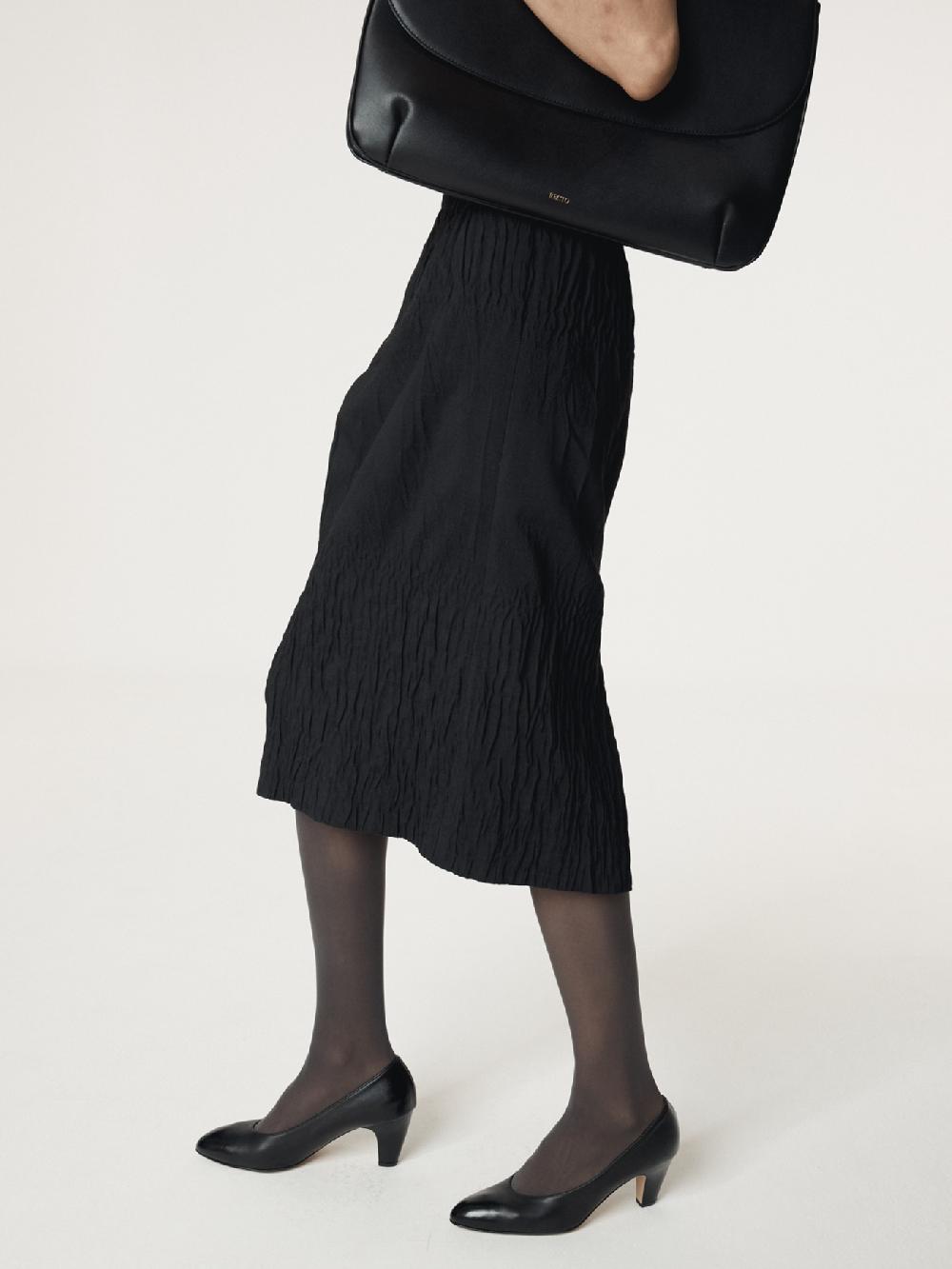 recto WAVE JACQUARD BANDING SKIRT (BLACK)