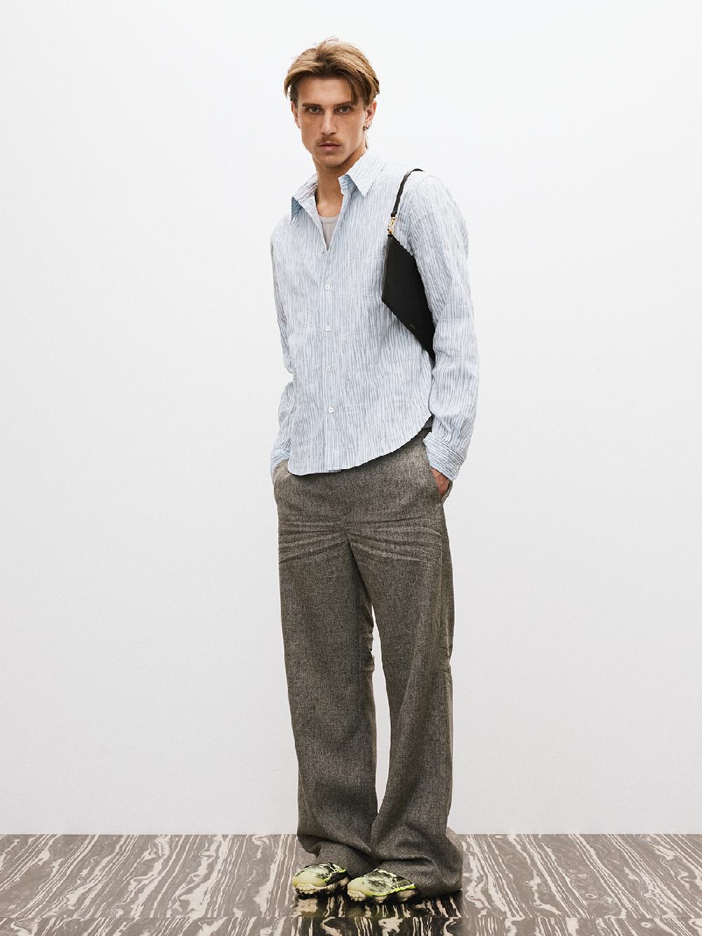 Recto WAVE STRIPE SLIM FIT SHIRT (SKY BLUE)