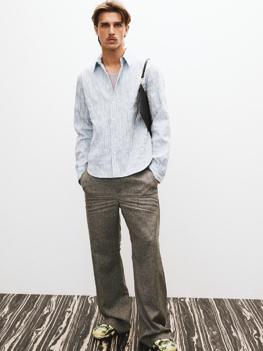 recto WAVE STRIPE SLIM FIT SHIRT (SKY BLUE)