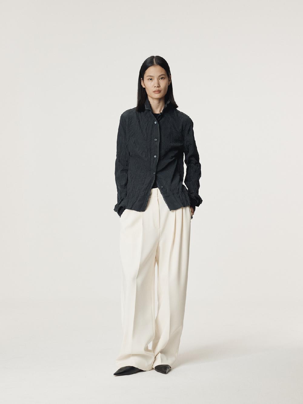 Recto WHOLE CREASE BLOUSE (DARK NAVY)