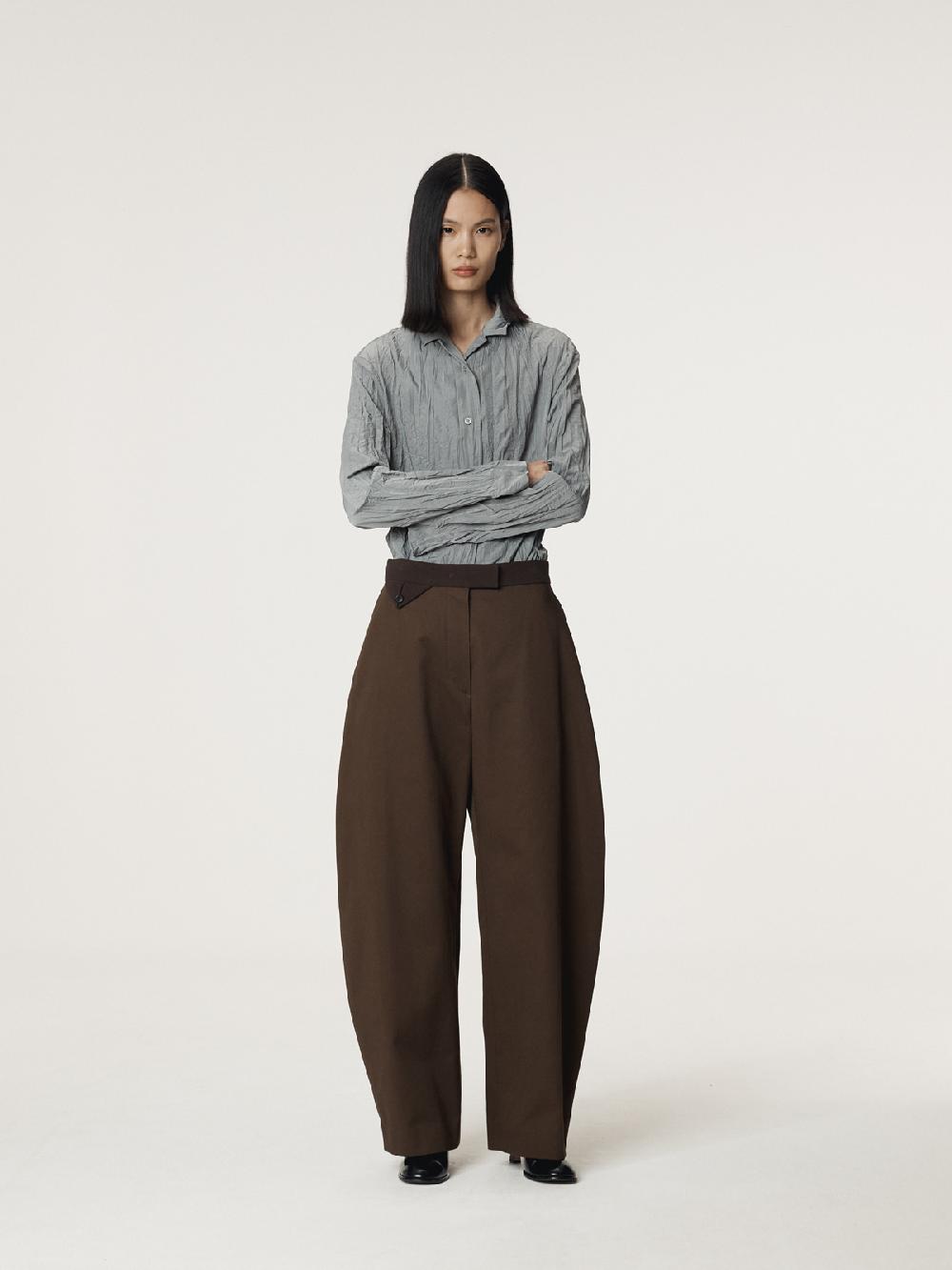 Recto WHOLE CREASE BLOUSE (STONE GREY)