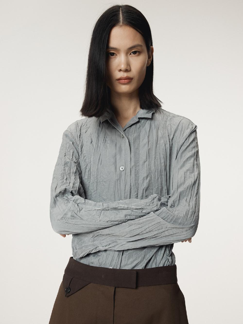 recto WHOLE CREASE BLOUSE (STONE GREY)