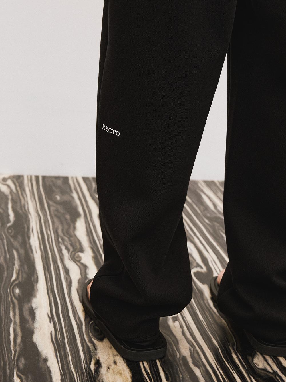 Recto WIDE BANDING LOOSE FIT SWEAT PANTS (BLACK)