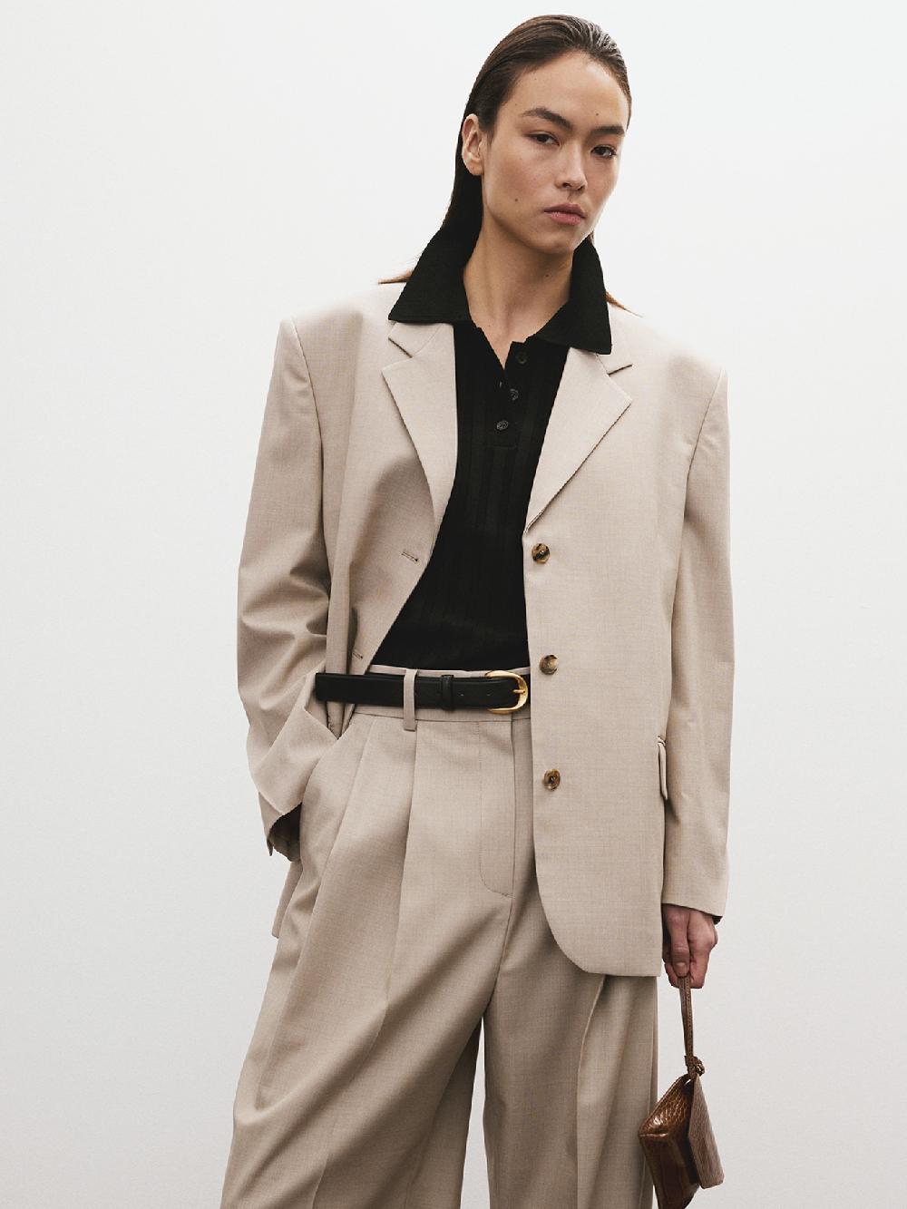 recto WOOL BLEND TAILORED DADDY JACKET (SEPIA BEIGE)