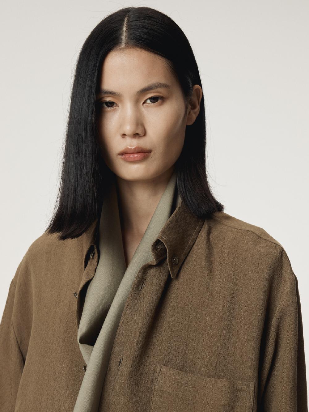 Recto WOOL SILK TIE SCARF (LIGHT KHAKI)