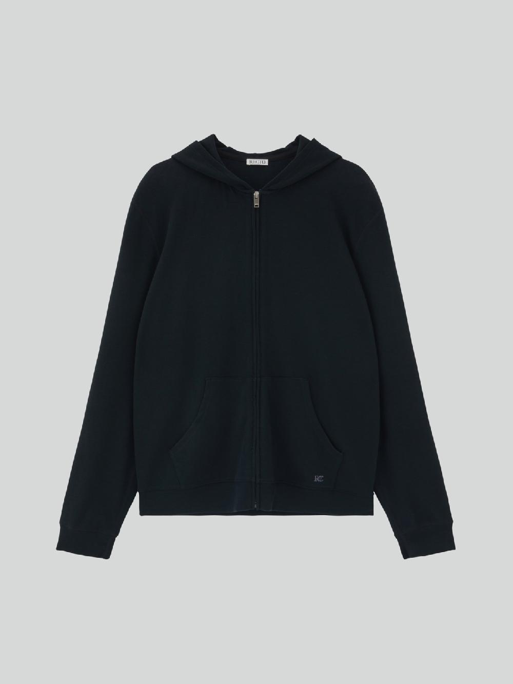 recto WOOL TENCEL ZIP HOODIE (BLACK)