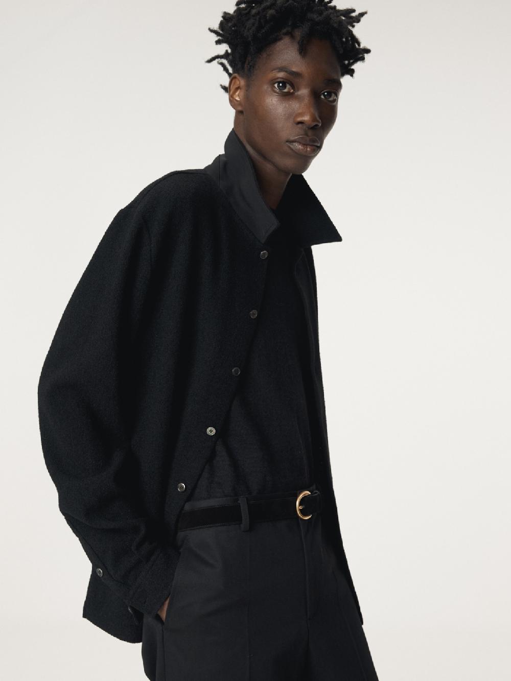 recto WOOL TWEED SOFT SHIRT (BLACK)