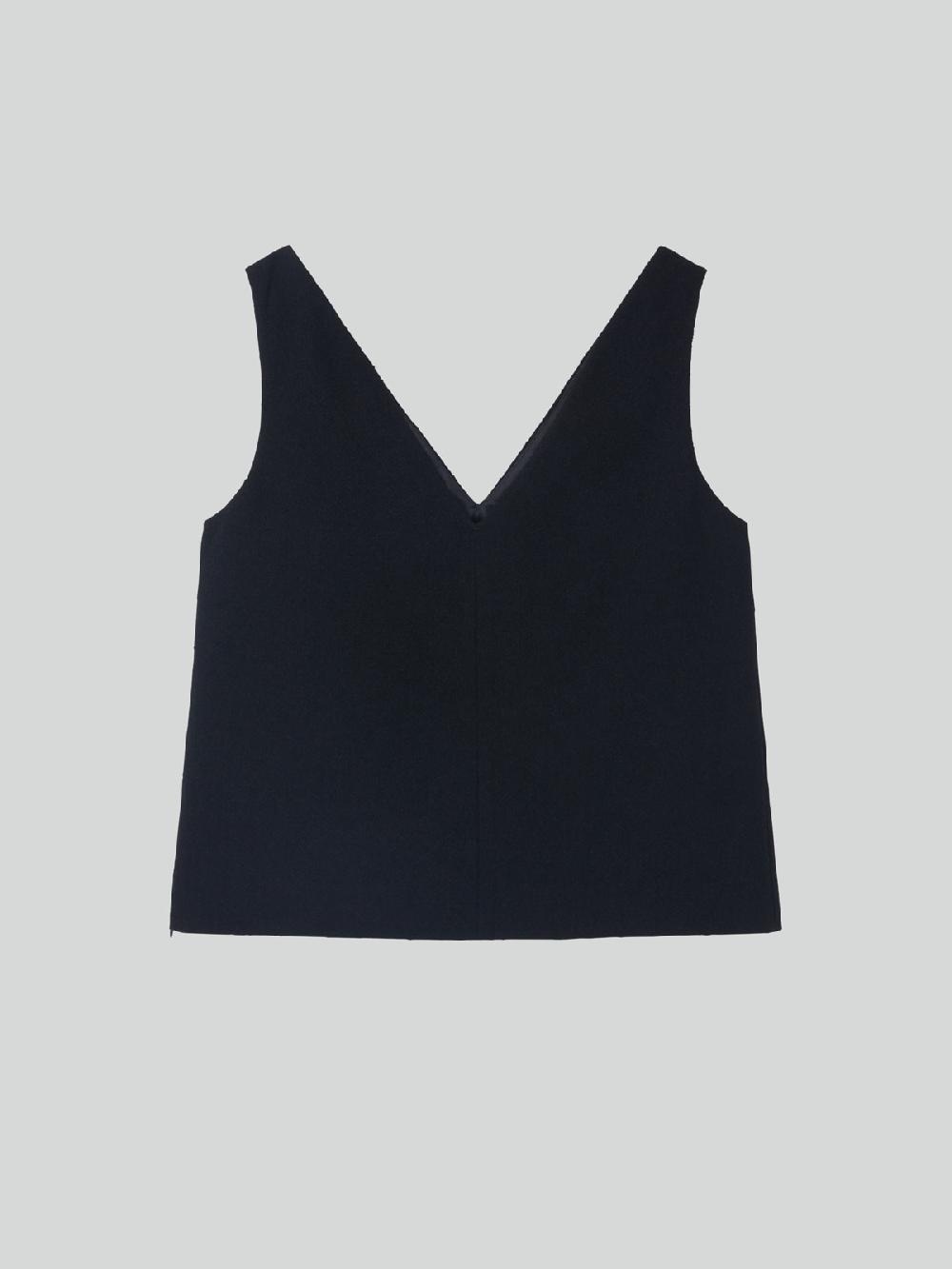 Recto WOOL TWEED V-NECK TOP (BLACK)