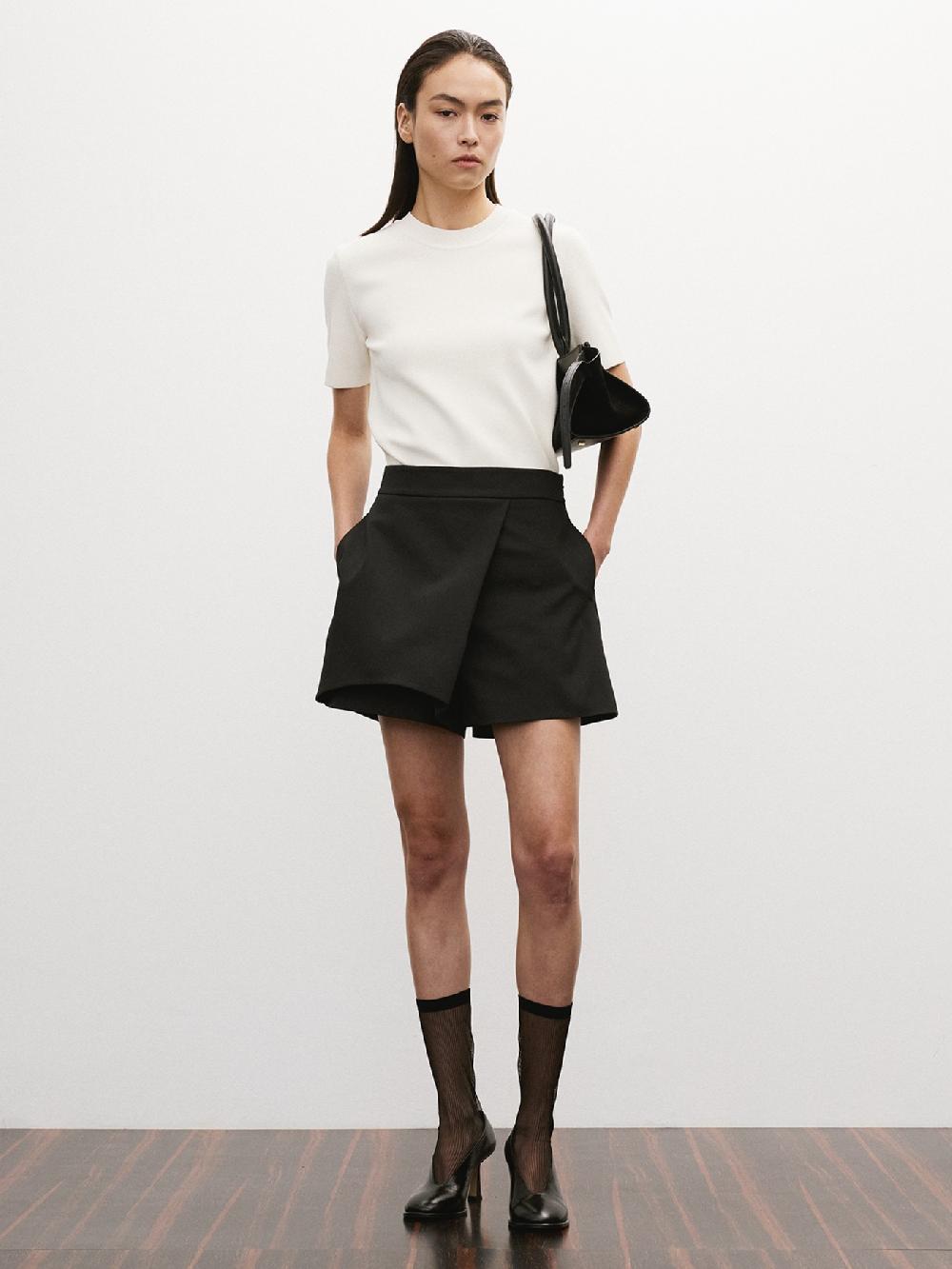 recto WRAP DETAIL CULOTTE PANTS (BLACK)