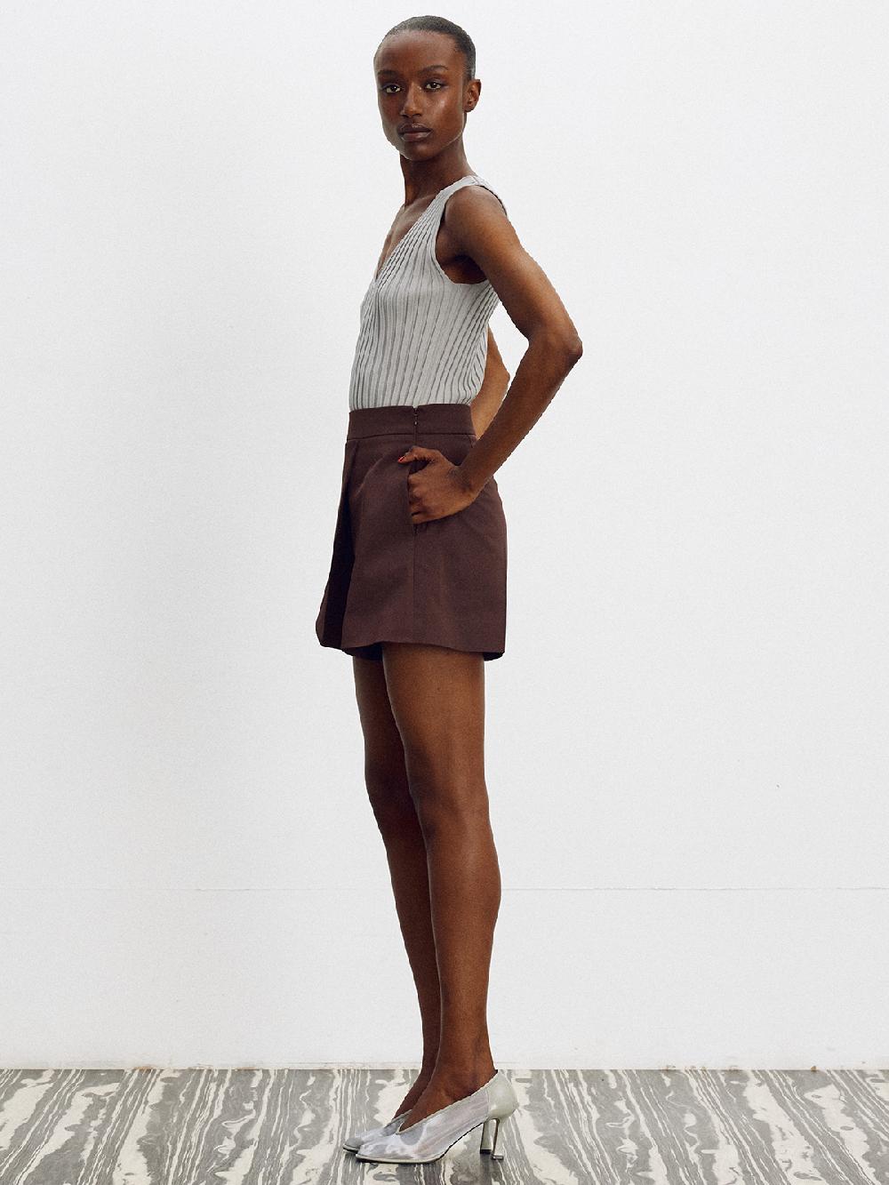 Recto WRAP DETAIL CULOTTE PANTS (RED BROWN)