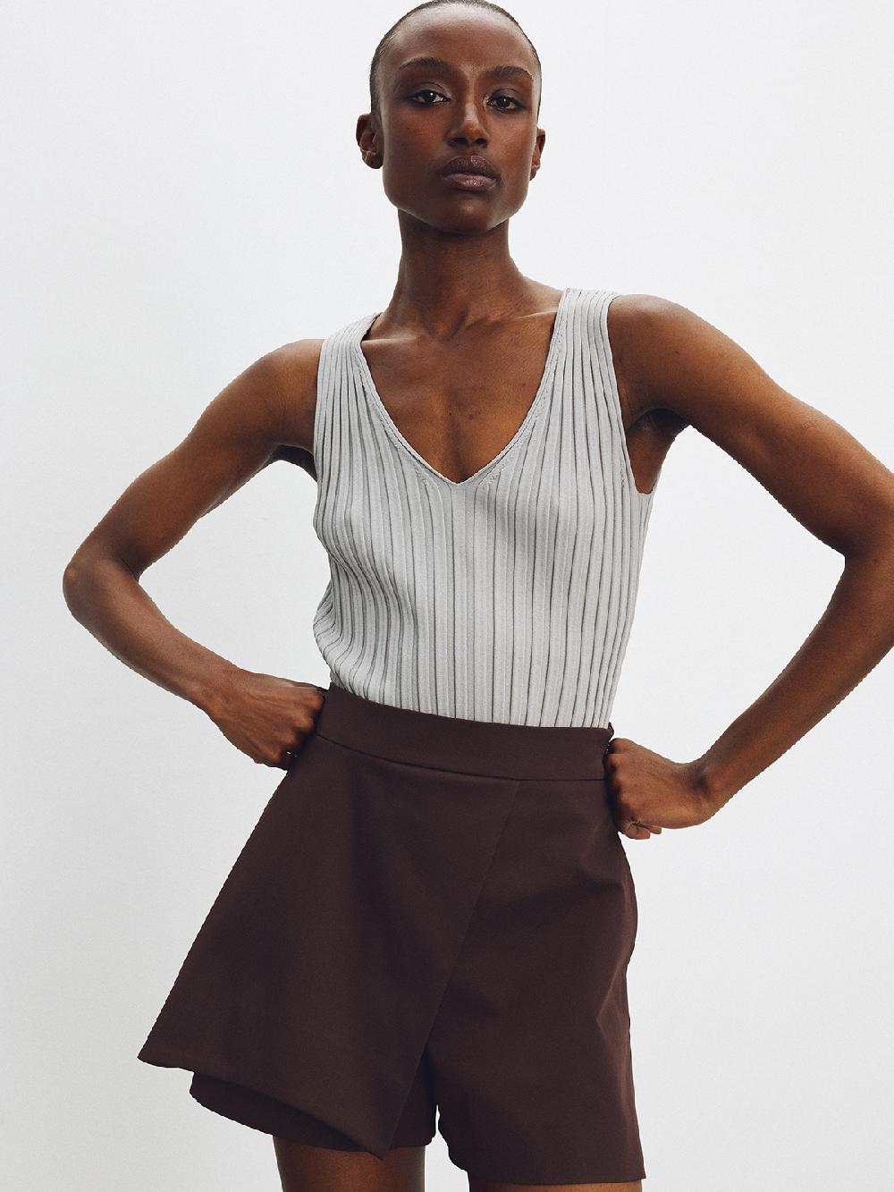 Recto WRAP DETAIL CULOTTE PANTS (RED BROWN)